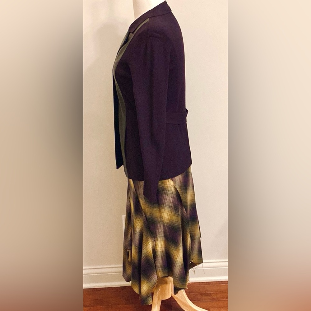 Anne Klein VTG 90s Black Leather Purple SZ 4P Whimsigoth Dark Academia Skirt Set - Picture 7 of 16